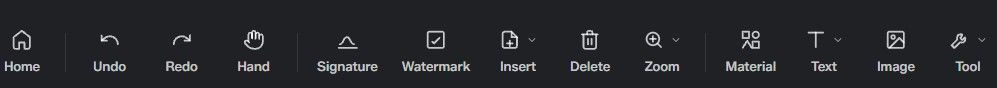 PDFFly PDF editor toolbar